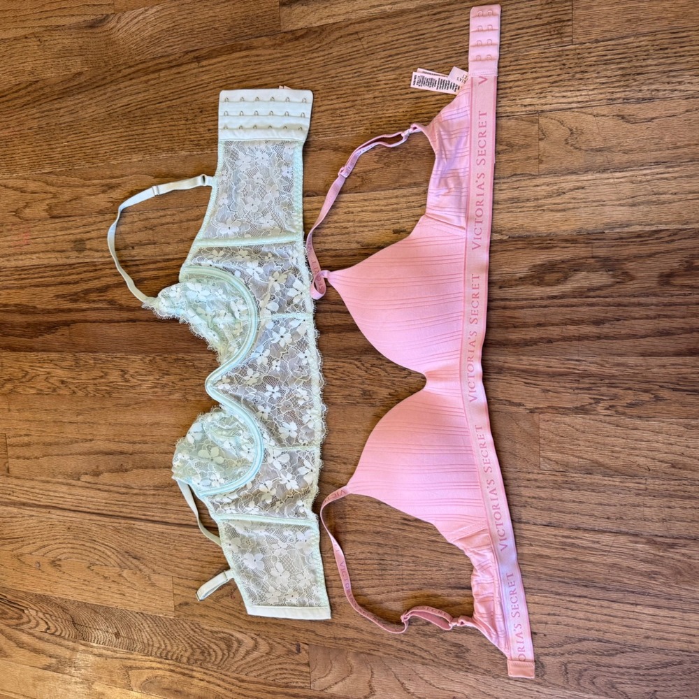 Victorias Secret Bra Bundle 32B Dream Angels Lace Longline & Pink Wireless Bra - Picture 6 of 8